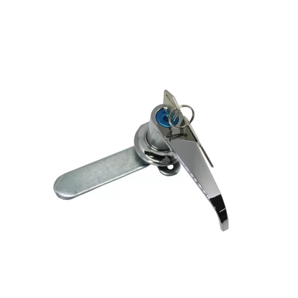 HANDLE PANEL LOCK+KEY 98MM SILVER SHINY / DA45-1-1